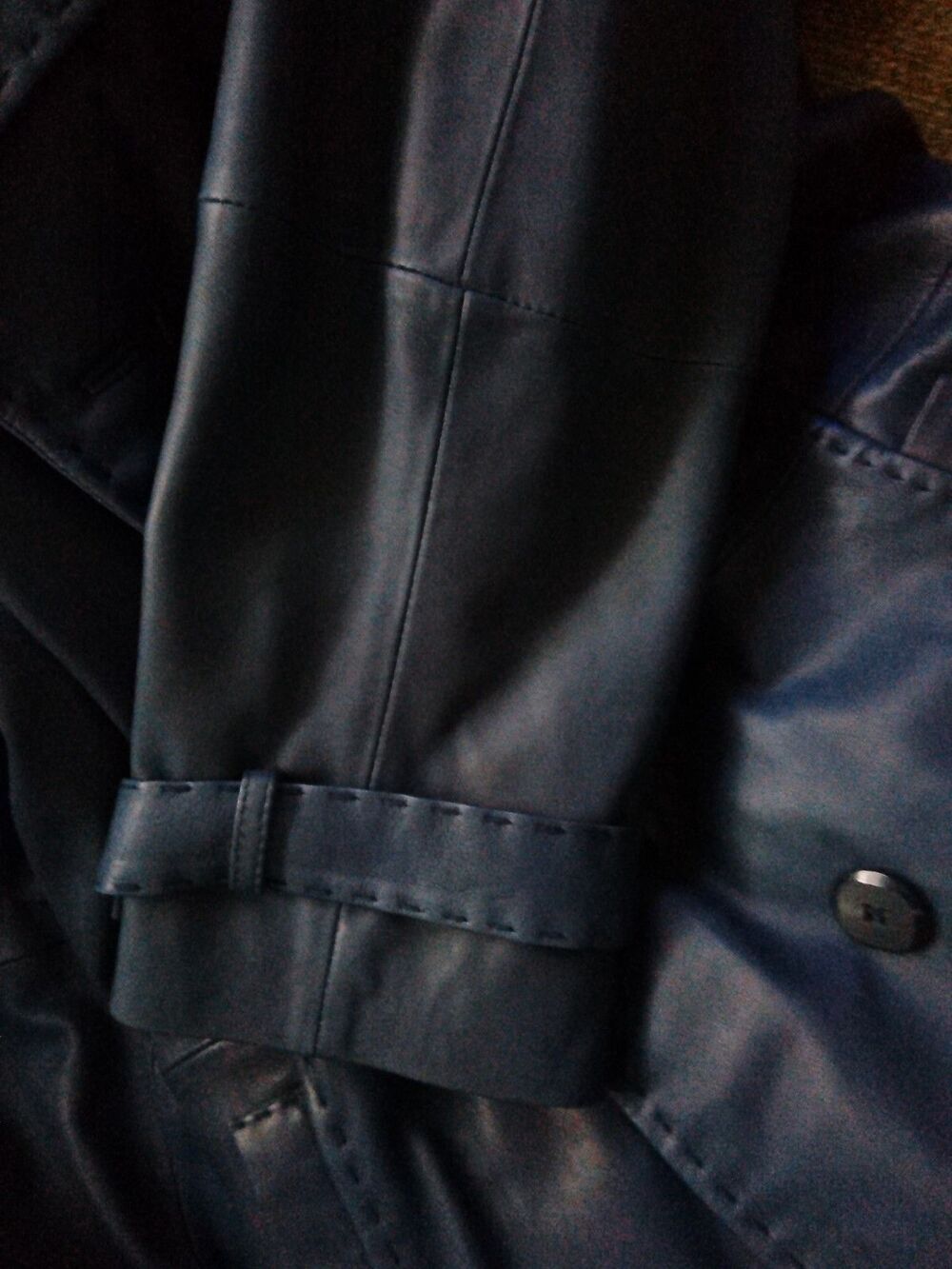 Wilsons Leather Women Blue Belted Genuine Leather Trench Coat Jacket Size XXL - Picture 12 of 16